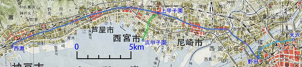 阪神軌道線の地図