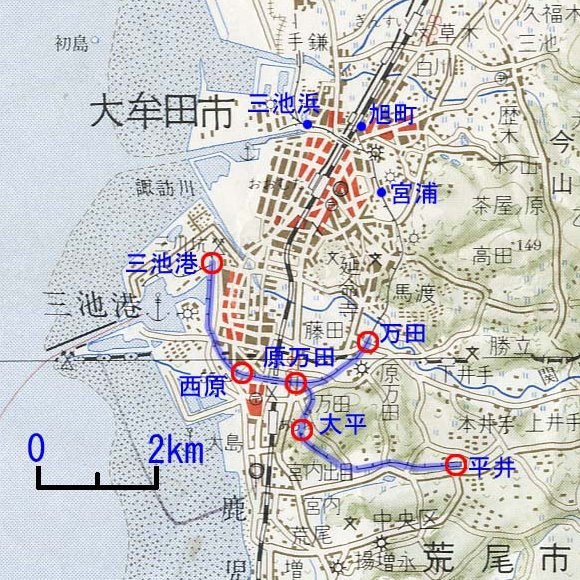 三池鉄道の地図