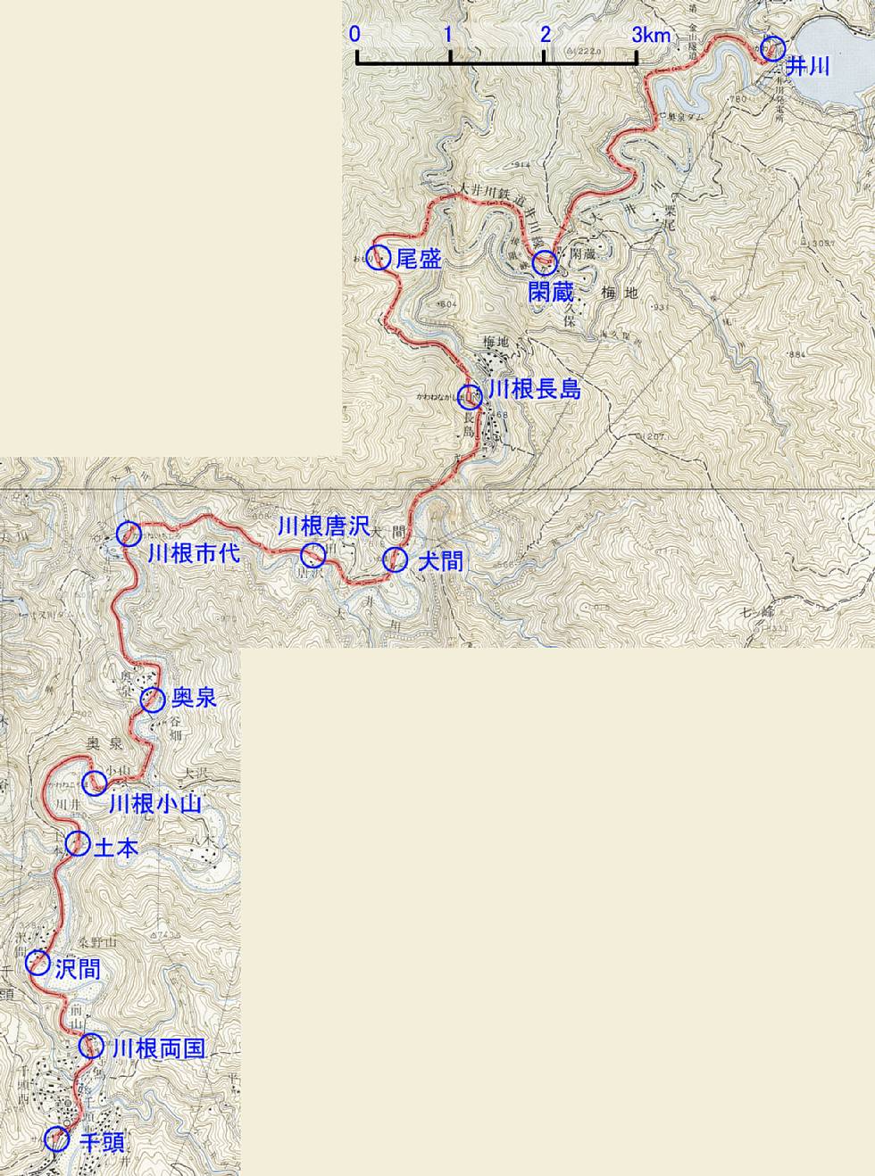 井川線の地図